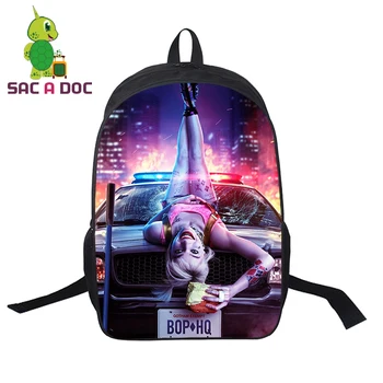 

2020 Women Backpack Suicide Squad Bookbag Laptop Backpacks Men School Bags for Teenage Girls Kids Travel Back Pack Dropshipping