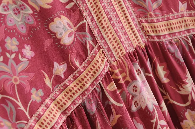 2020 Autumn Womens Maxi Dress Lantern Sleeve Cotton Boho Dress Floral Printing Runway Dress Chic Mujer Vestidos Daily Dresses