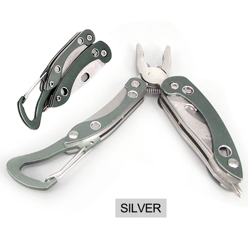 KINDLOV Multitool Pliers Portable Folding Pliers Wire Stripper Keychain Knife Screwdriver Outdoor Hiking Camping Tool Hand Tools - Цвет: Type2-Silver