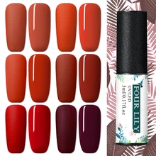 Четыре лилии, 5 мл, красная серия, цветной лак, УФ-гель, матовый эффект, лак для ногтей, чистый цвет, не впитывается, дизайн ногтей, Гель-лак