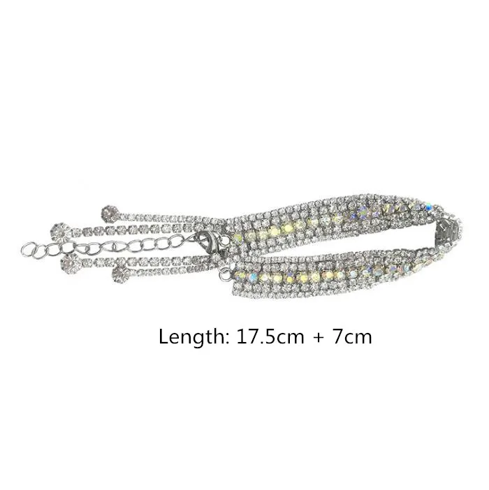 FYUAN Fashion Full Rhinestone Bracelet For Women 2019 Shiny Long Tassel Crystal Bracelets & Bangles Jewelry Gifts
