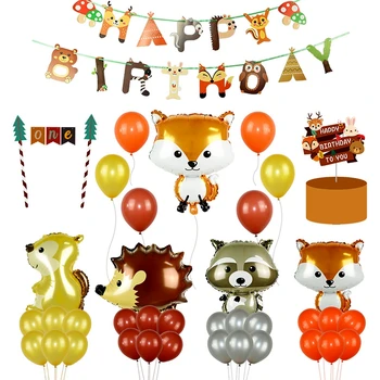 

Jungle Animal Balloons Happy Birthday Banner for Jungle Party Decorations Baby Shower Birthday Safari Party Supplies Favors