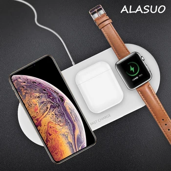 

15W wireless fast charging pad for iphone 11 x airpods apple watch serie 5-1 quick charge 3 in 1 wairless charger for iphone 8 7