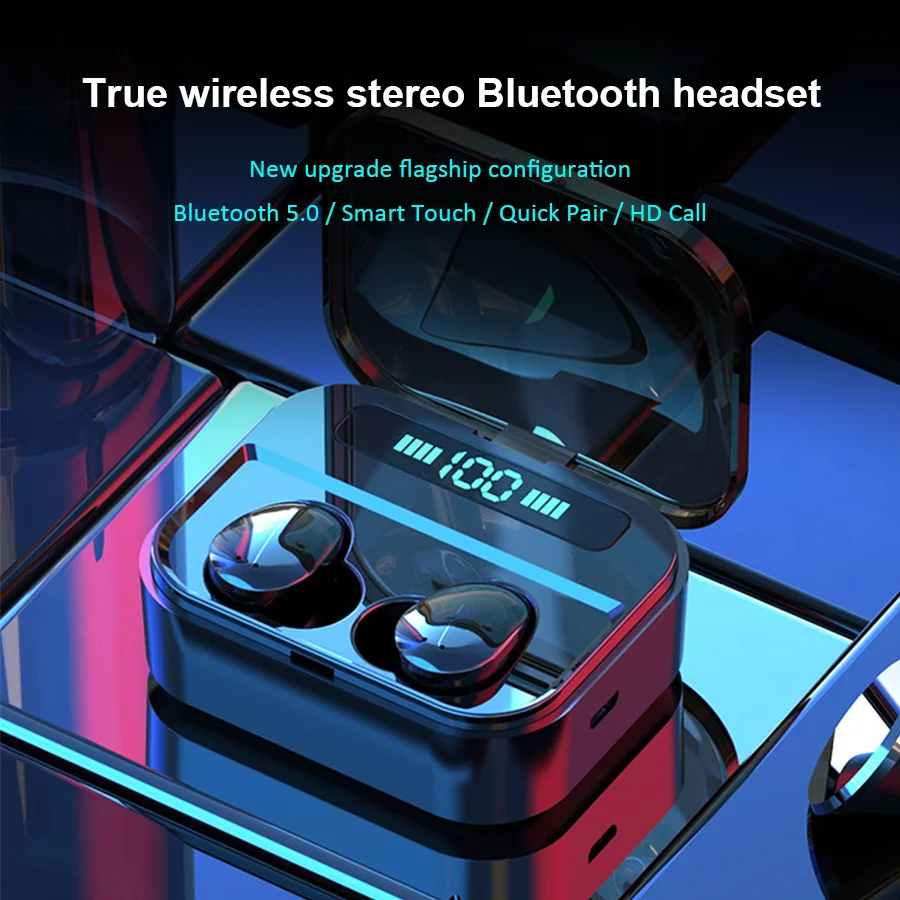 CBAOOO TWS 5,0 Bluetooth гарнитура 5D стерео беспроводные наушники мини спортивные наушники водонепроницаемые громкой связи с Мощный светодиодный дисплей