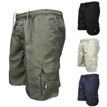 

Men's Multi Pocket Cargo Shorts Casual Cotton Knee Length Shorts Men Loose Tactical Shorts Homme Summer Sweatpants