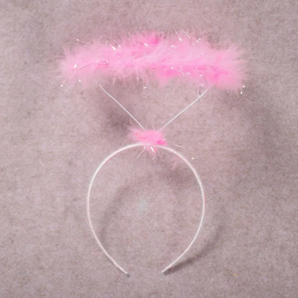 Pink Ladied Fluffy Halo ангельская головная повязка Феи нарядное платье ободок для вечеринки новые банты для волос Ozdoby Do Wlosow милый ангел головная повязка#0 - Цвет: Pink