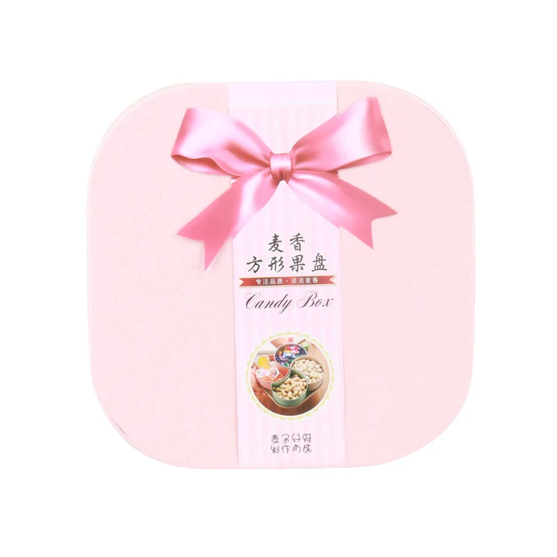 

Wheat Straw Fruit Box Creative Plastic Dish-Style Seperated with Living Room Dried Fruit Box New Year Candy Dish