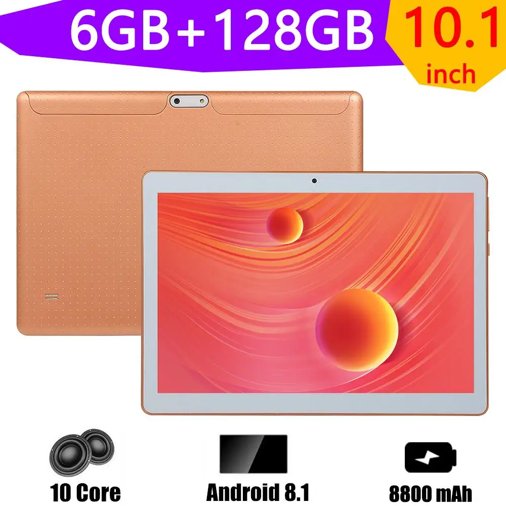 

10.1 Inch Octa Core Tablet PC 8GB RAM 128GB Tablets Android 9.0 Dual Camera 4G LTE Call Dual SIM Wifi GPS Tablette