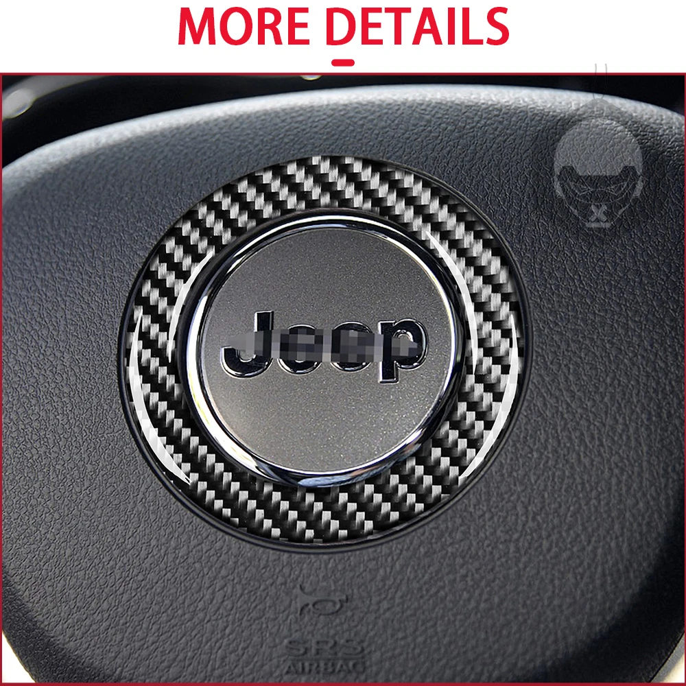 LZTQ for Jeep Grand Cherokee 2011-2020 Steering wheel Decoration Car Interior Accessories Real Carbon Fiber Stickers