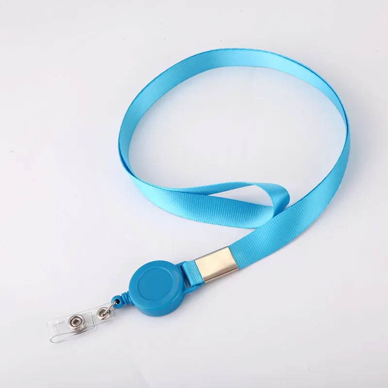 light blue 1 шт. Цветной Выдвижной Держатель для бейджа с ремешком, держатель для кредитных карт, шейный ремешок, бейдж Для бейджа, зажим для бейджа, Товары для офиса - Цвет: light blue