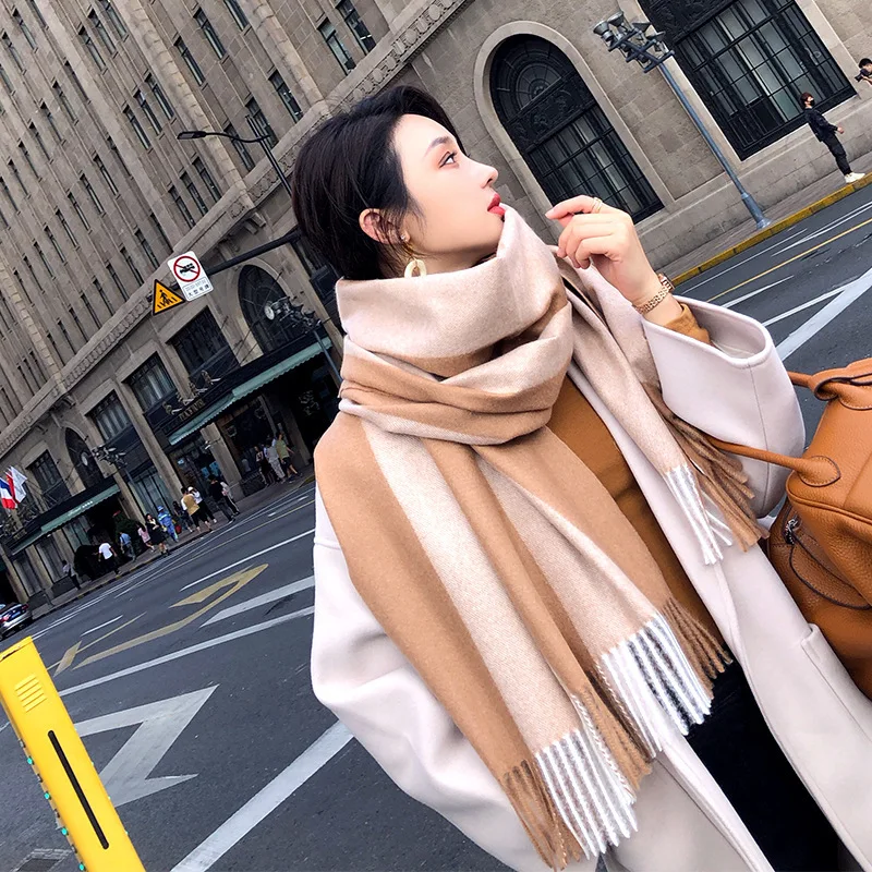 

Autumn and Winter Warm Scarf Female Long Thick Cape Cashmere Fringed Trend Thick Scarf