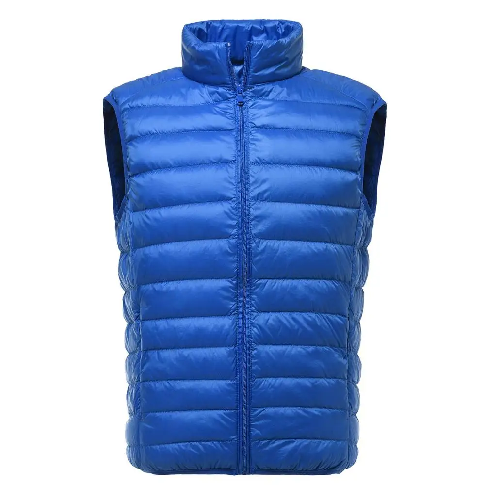 Royal Blue Новинка, мужская куртка без рукавов, зимний ультралегкий жилет на белом утином пуху, мужской тонкий жилет, Мужская одежда, ветрозащитный теплый жилет - Цвет: Royal Blue