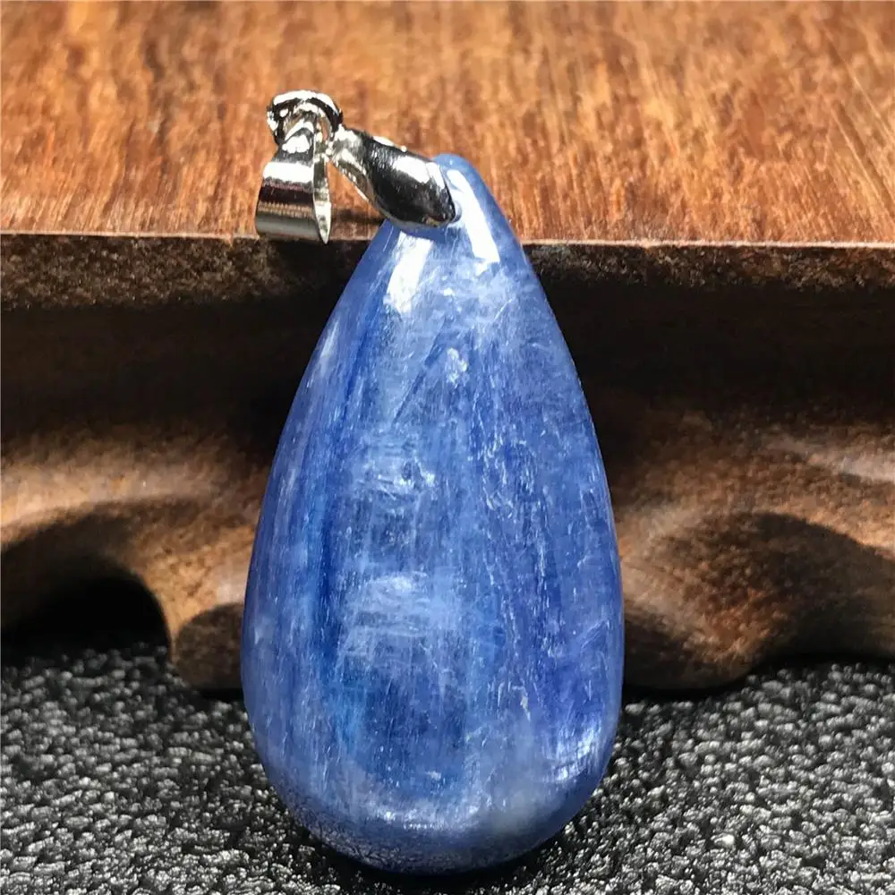 

Natural Blue Kyanite Beads Pendant For Woman Lady Crystal 32x17x6mm Cat Eye Gemstone Crystal Water Drop Necklace Pendant AAAA