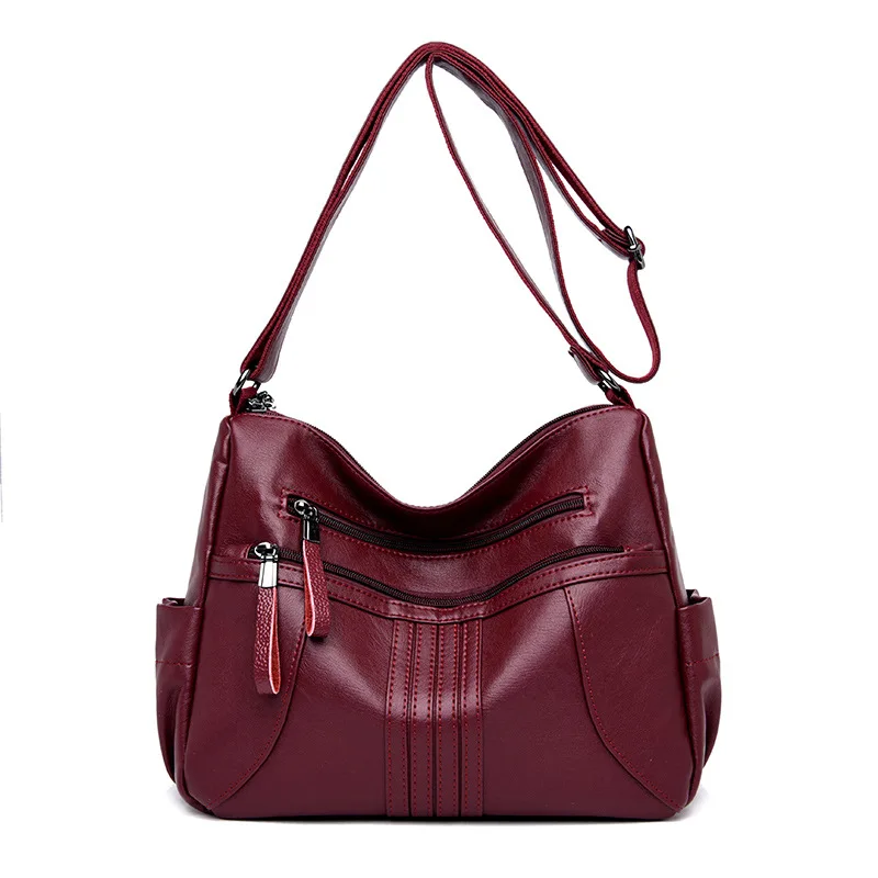 Винтажная женская сумка через плечо, женские сумки, новые большие роскошные дизайнерские высококачественные женские кожаные сумки, женская сумка - Цвет: red