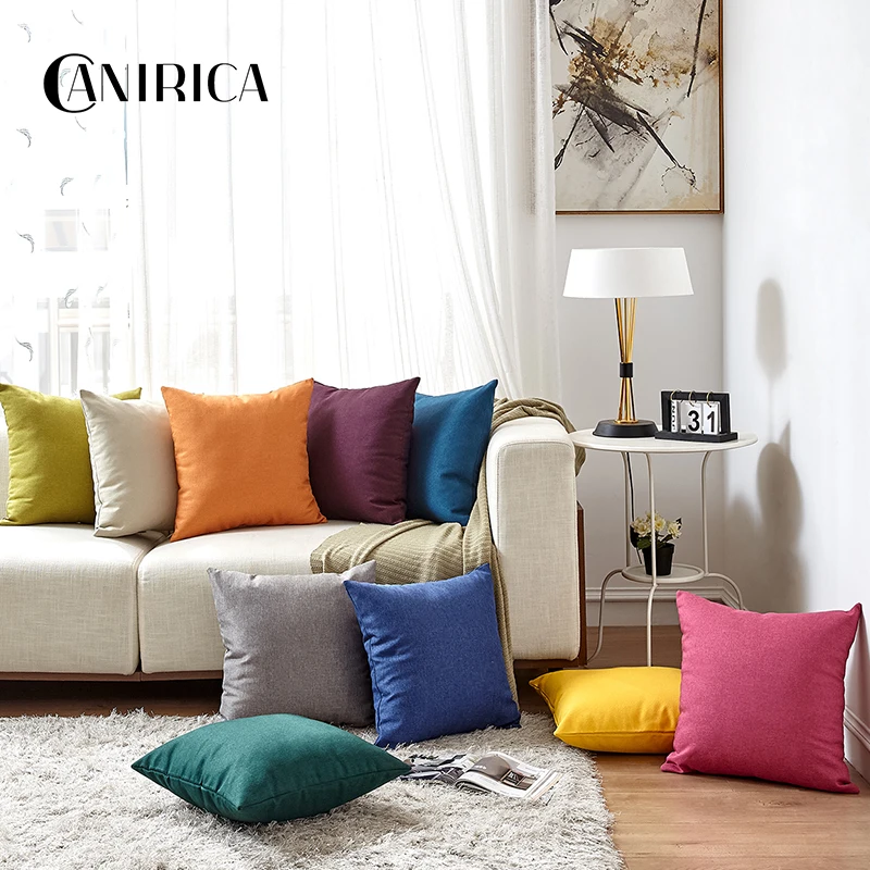 

Cushion Cover Linen Pillow Cover for Sofa Car Decorative Pillows Bedroom Decoration Funda Cojin Home Decor Solid Color