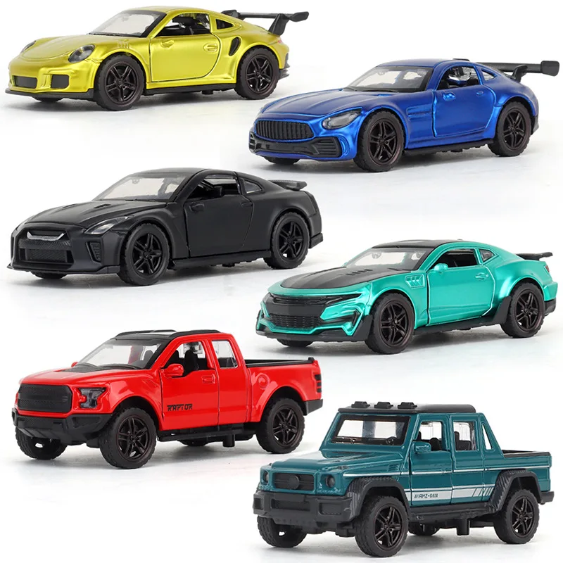 1:36 Pull Back Alloy Simulation Toy Car Model 911 GTR Raptors Sports Off-Road Diecasts Kids Toys Vehicles For Children Boys Gift