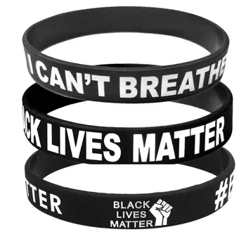 

Black Lives Matter Silicone Wristband I Can't Breathe Wrist Band Rubber Bracelet & Bangles For Men Women Jewelry