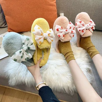 

2020 Women Home Slippers Winter Warm Shoes Woman Slip On Flats Slides Female Faux Fur Slippers Casual Women Shoes Closed Toe New