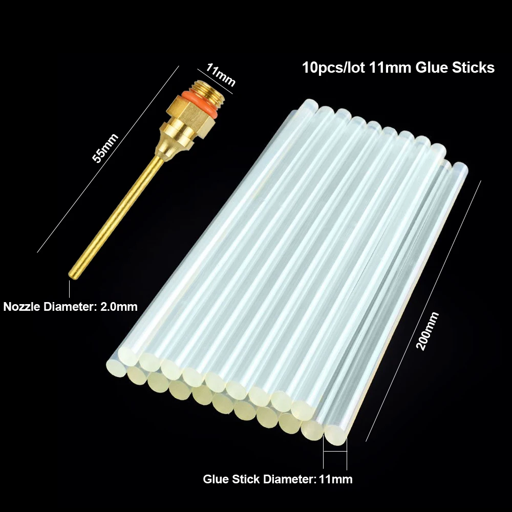 NEWACALOX EU/US 60 Вт 100 вт DIY клеевой пистолет промышленная медная насадка Gluegun 10 шт. 11 мм