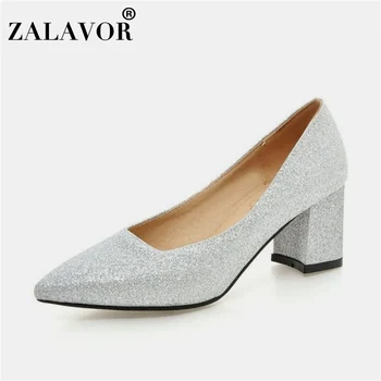 

ZALAVOR Plus Size 30-48 Classic Women Pumps Plaid Pointed Toe Thin High Heels Shoes Office Lady Slip On Sexy Women Footwear