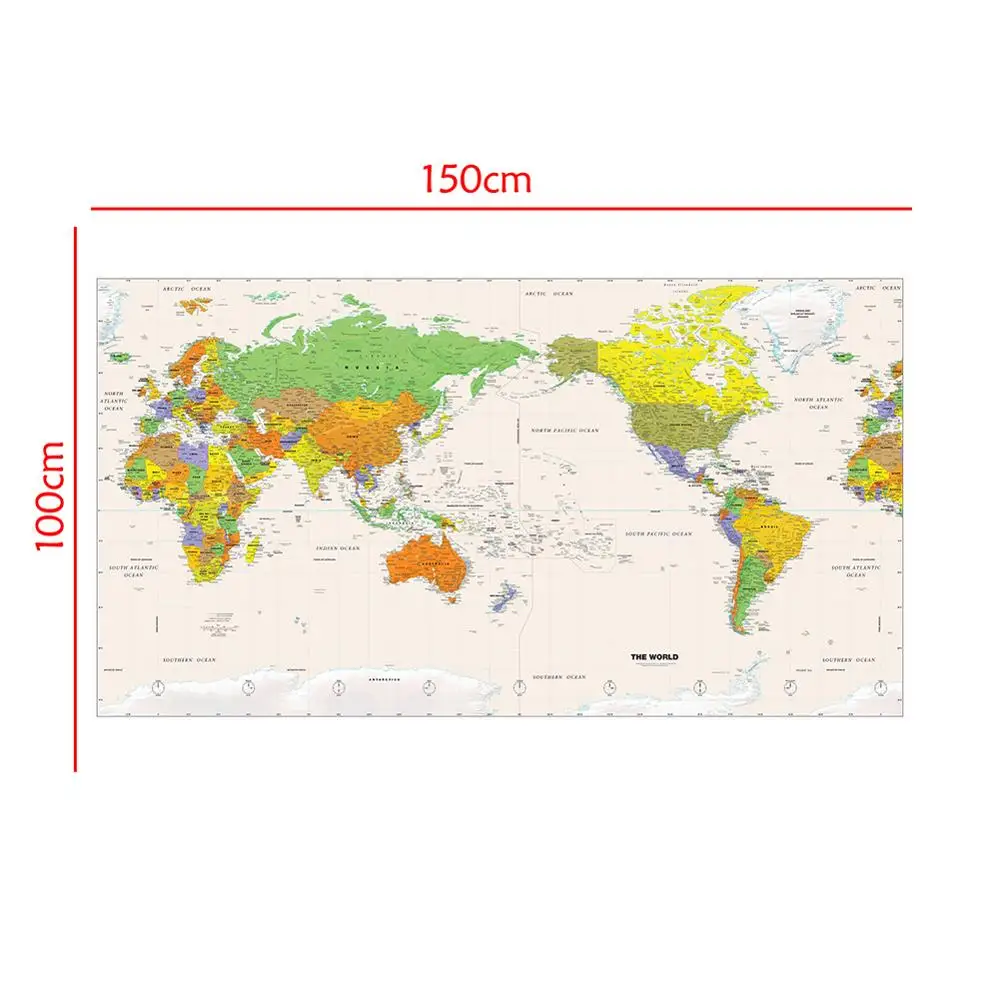 

150x100cm Physical Map of the World without Flag Detailed Map of Major Cities in Each Country For Travel and Tour