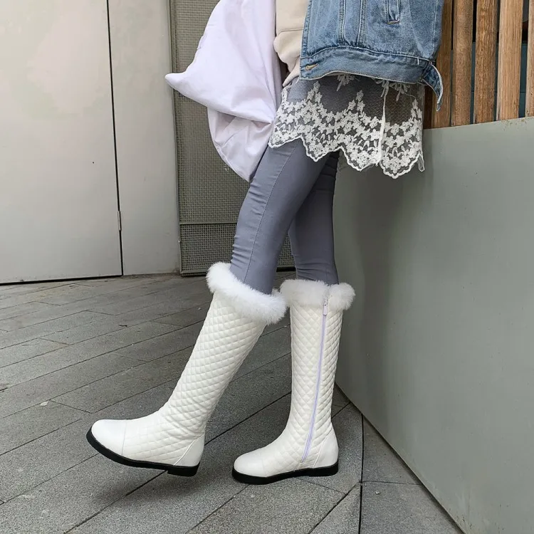 Top Quality 32~43 Fashion Winter Boots Women Plus Size Designer Snow Boots Luxury Knee Platform Heels Shoes Warm Fur Boot