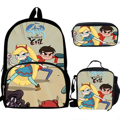 T9048 3PS Customized Cartoon star vs the forces of evil Print Backpack For Girls Boys Schoolbag Children Luch Bag Kids pencil bag - Цвет: T9048