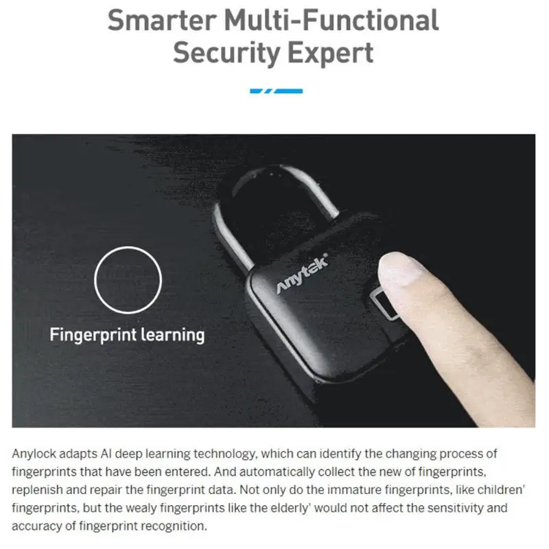 Anytek L3 Smart Keyless замок отпечатков пальцев USB Перезаряжаемый электронный Противоугонный замок безопасности Водонепроницаемый дверной чехол Автомобильный Замок