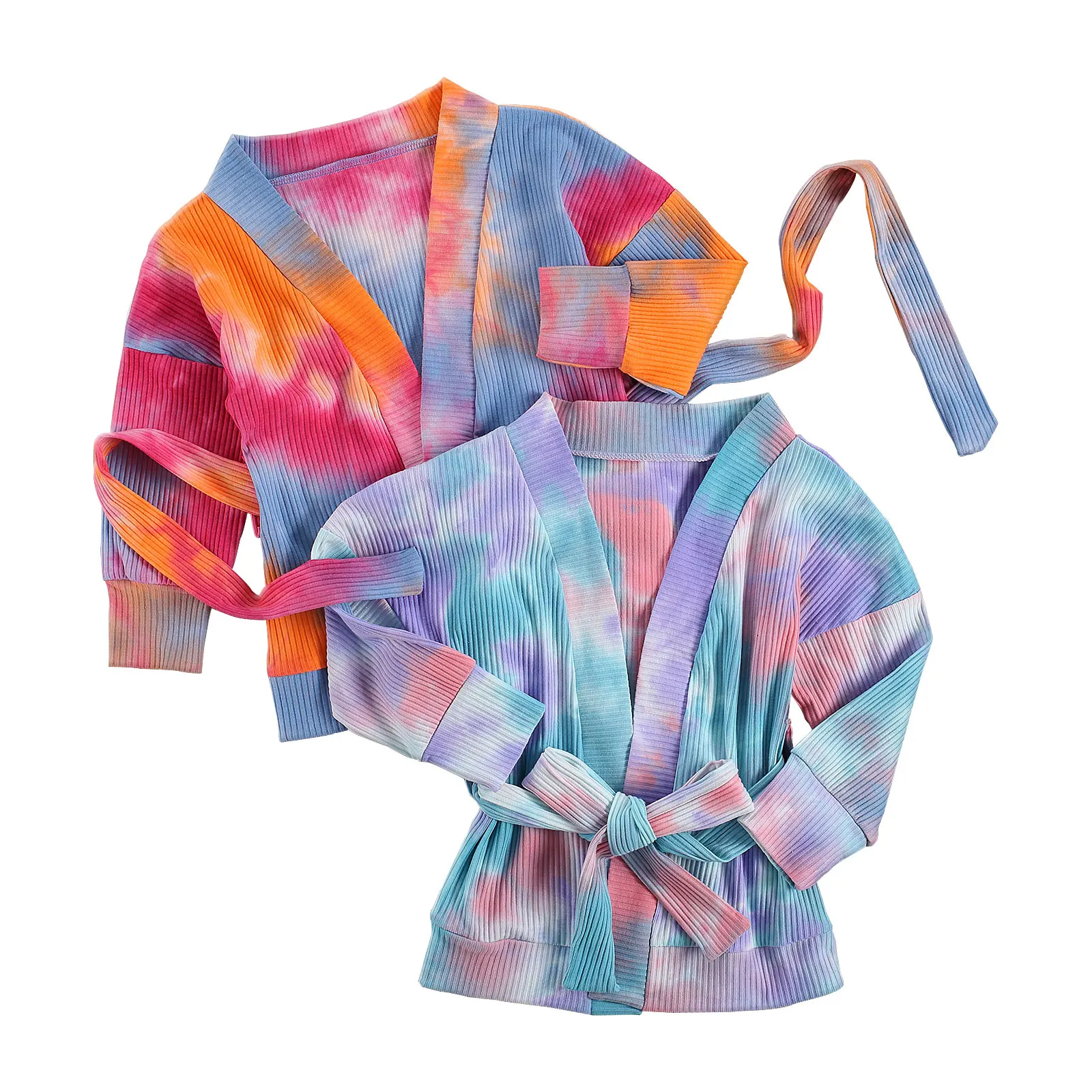 Женская трикотажная куртка с длинным рукавом и поясом | Детская одежда обувь