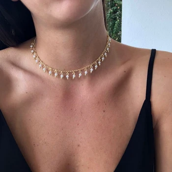 

Tocona korean Design Elegant Pearl Pendant Women Necklaces Charming Pearl Clavicle Chain Choker Jewelry Accessories 8891