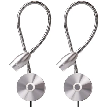 

Dimmable Reading Lamps, LED Wall Mounted Reading Light for Bed Headboard Goose Neck Plug Wired Sconce Lamp (2 Pack, Warm White)