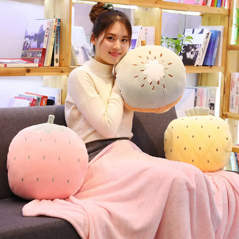 

Emulational Fruit & Vegetable Pillow And Blanket down Cotton Software Watermelon Carrot Hand Three-in-One Airable Blanket
