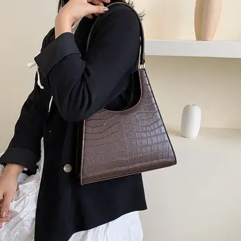 

Casual PU Leather Handbags Solid Color Reusable Ladies Daily Totes Retro Top-handle for Birthday Gift for Shopping Travel