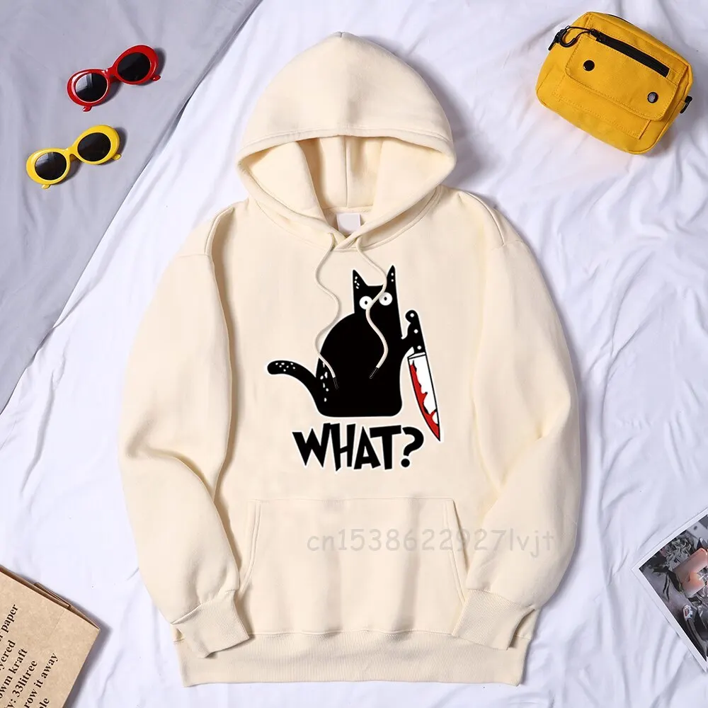 

Man Pullovers Black Cat Killer Streetwear Surprised With Eyes Open Aesthetic Camisas Women Men Vintage Funny Hooded Hoodie