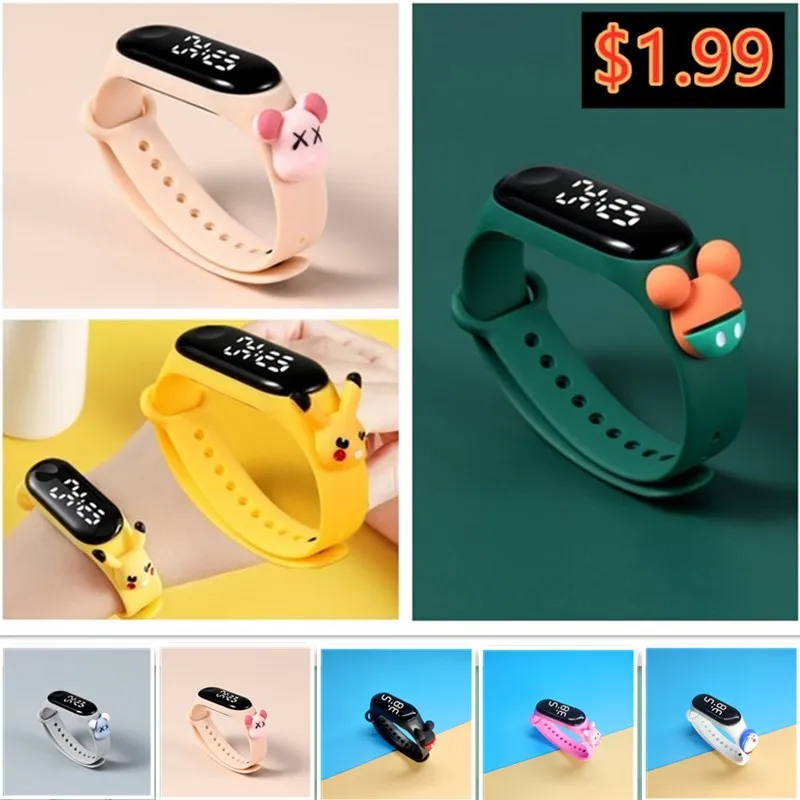 Silicone Kids Watches for Boys Girls Students Digital Children’s Watch Square LED Cartoon Electronic Sport Wristwatch Relogio