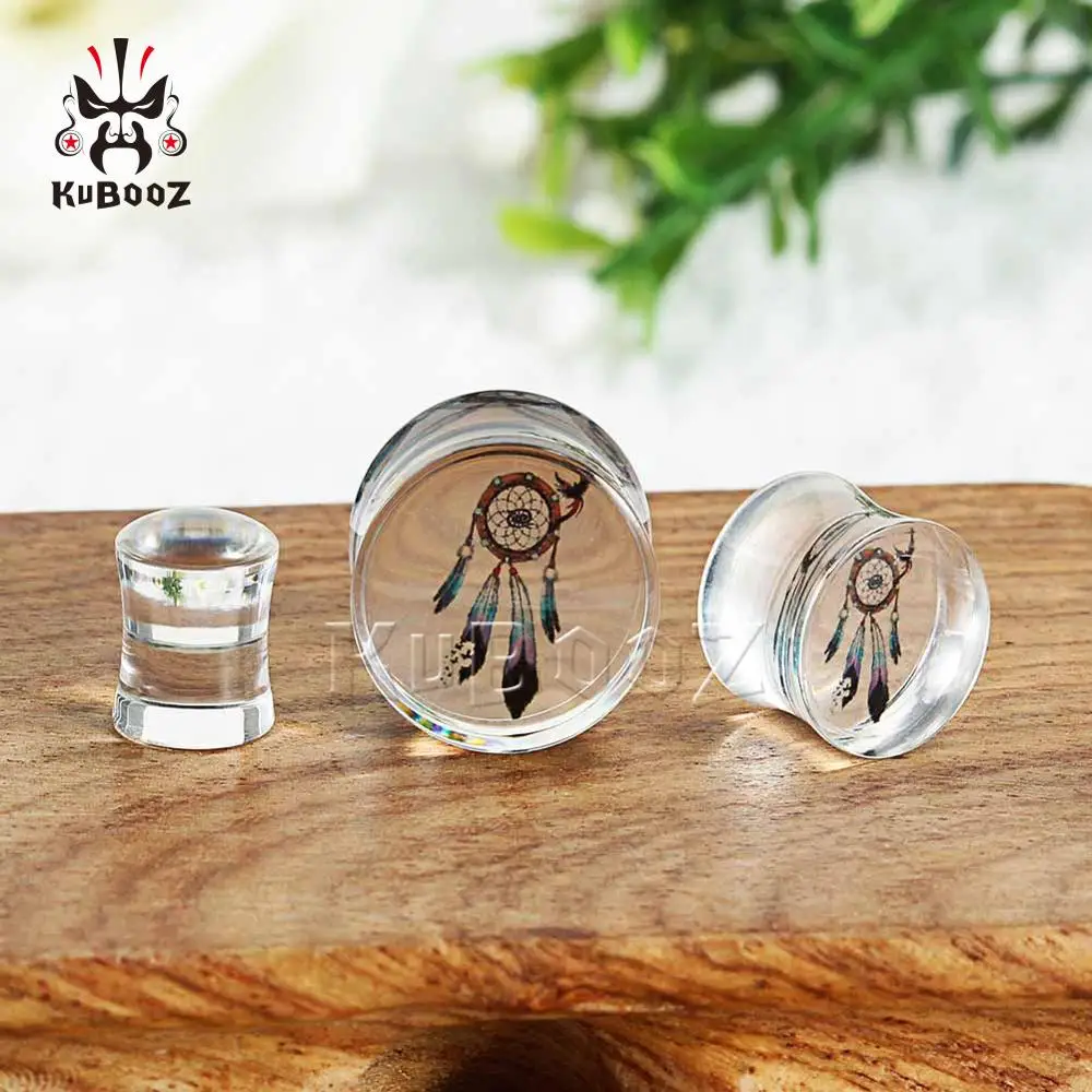Dream Catcher Logo Simple Style Ear Piercing Tunnels Plugs Transparent Acylic Strecher Ear Expanders Jewellery Body Gift