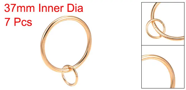 uxcell 7Pcs Curtain Ring Metal 37mm Inner Dia Drapery Ring for Curtain Rods Gold for Holding Curtains and Window Curtains - Цвет: Gold