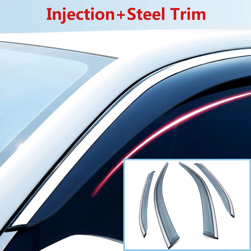 

FOR VOLVO 2015-2019 XC-90 Car Deflector Window Door Visor,Injection With Steel Trim,Weather Rain Wind Guard,Car Auto Accessories