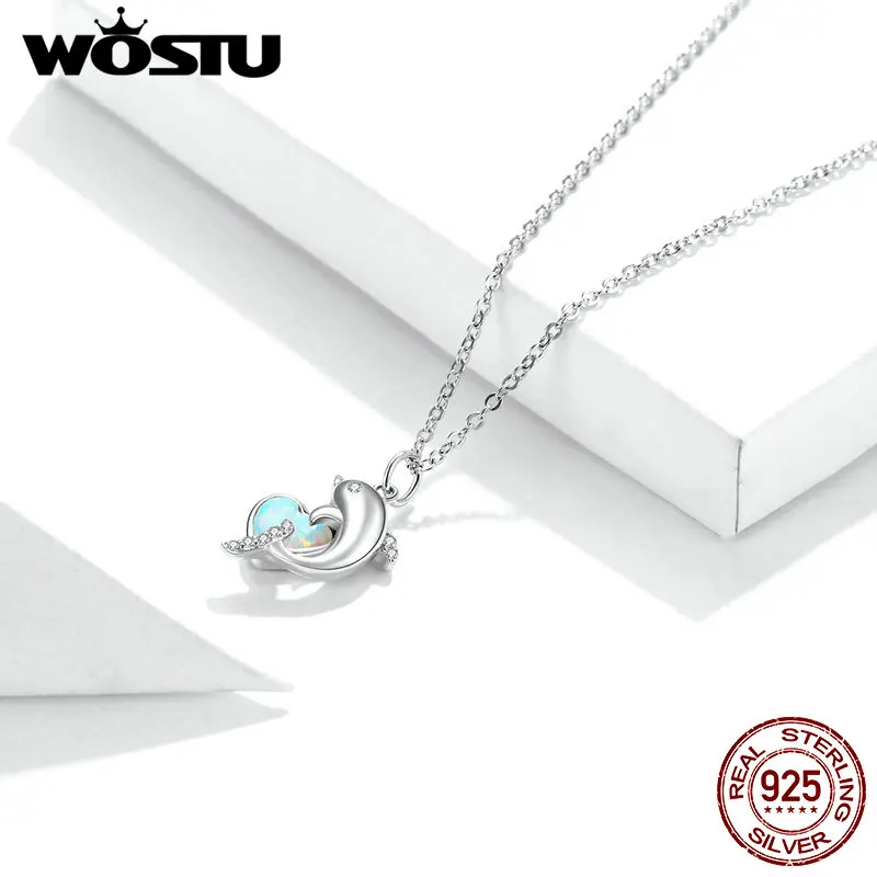 Женские вечерние ожерелья WOSTU из стерлингового серебра 925 пробы с кулоном в виде