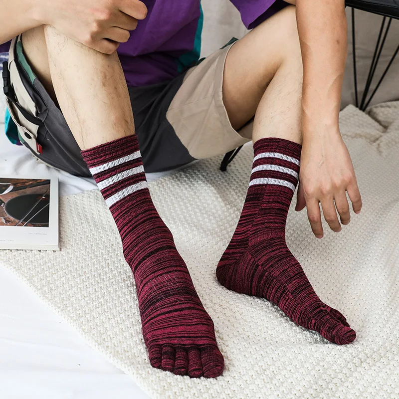 5 Pairs Man Sport Toe Socks Cotton 5 Finger Short Socks Compression Sweat-Absorbing Deodorant Fitness Travel