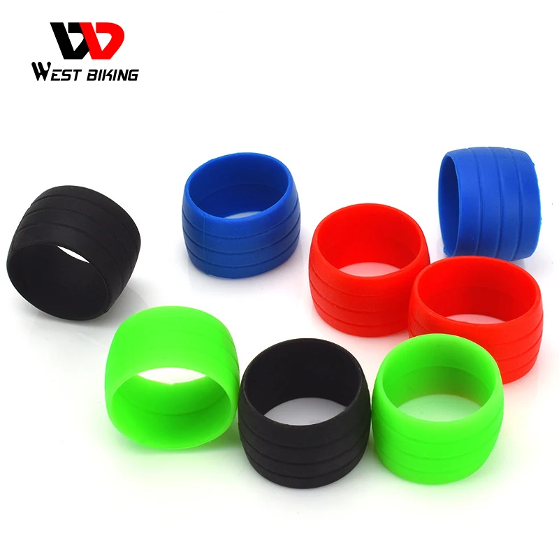 WEST BIKING Silicone Bicycle Handlebar Tape Fixed Ring Bike Plugs Anti-Skip Rubber Waterproof Wear Resistant Bicycle Accessories
