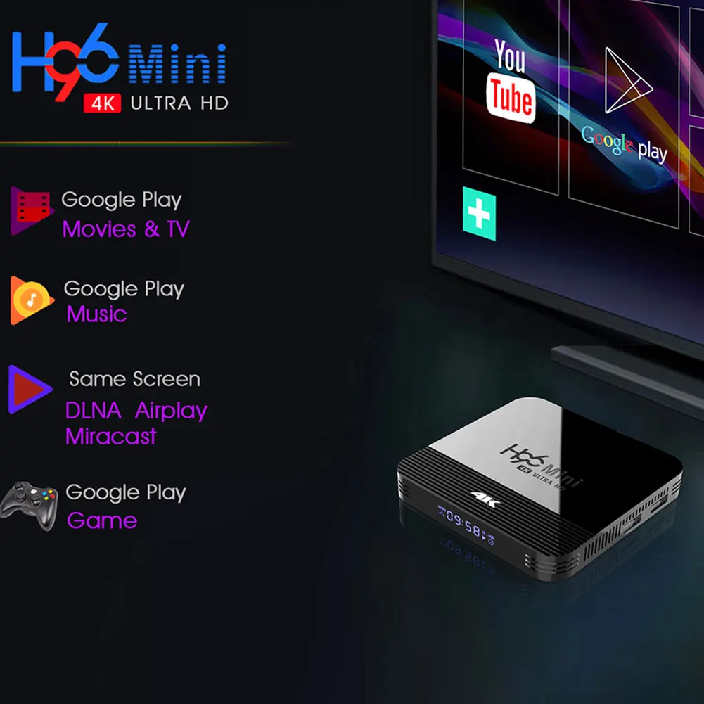 H8 смарт-5 г 2,4 Dual Band WI-FI цифровой медиаплеер set top TV Box RK3228 приемник 4K 4 ядра 3D для Android 9,0