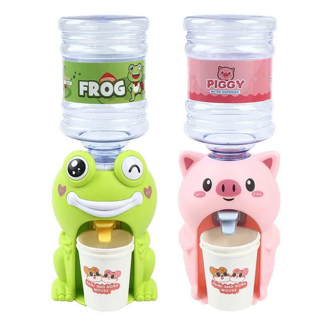 Mini Water Dispenser For Children Kids Gift Cute Cold/Warm Water Juice Milk Drinking Fountain Simulation Cartoon Pig Kitchen Toy 6