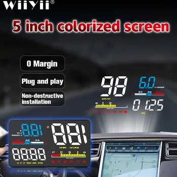 

D5000 HUD Car Head Up Display OBD2 Diagnostic Tool Hud Display Digital Security Alarm Speedometer Windshield Screen Projector