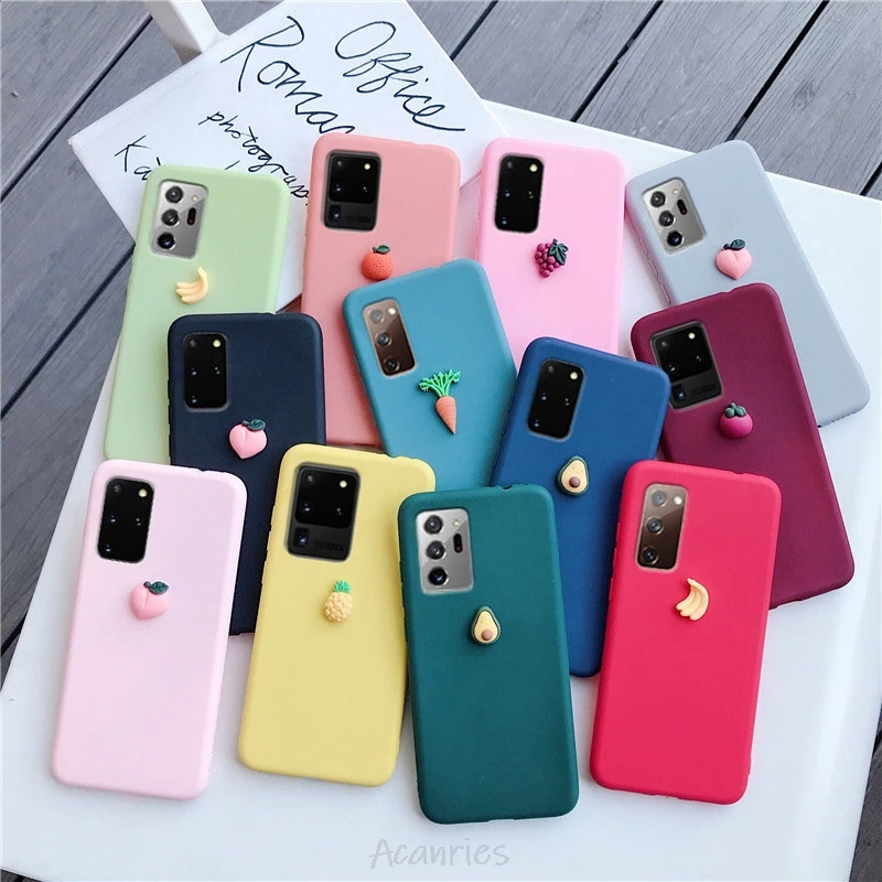 3D Cute Fruit Silicone Case On For Samsung Galaxy S21 Ultra S20 FE S20 Fan Edition 5G Plus Soft Tpu Matte Back Cover Fundas