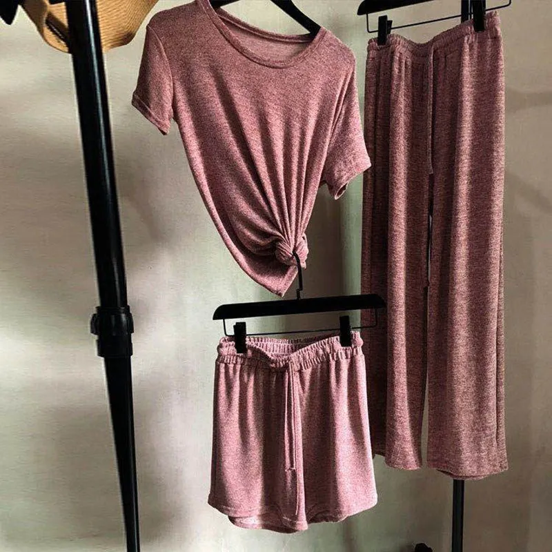 2019 Casual Pajamas Set Women Soft Cotton Mom Sexy Pyjama Long Pants Shorts Shirt Blinder 4Piece/Set Big Size Home Sleepwear