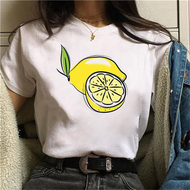 Women Graphic Cute Summer Spring 90s Style Casual Fashion Aesthetic Fresh  Lemon Print Female Clothes Tops Tees Tshirt - T-shirts - AliExpress