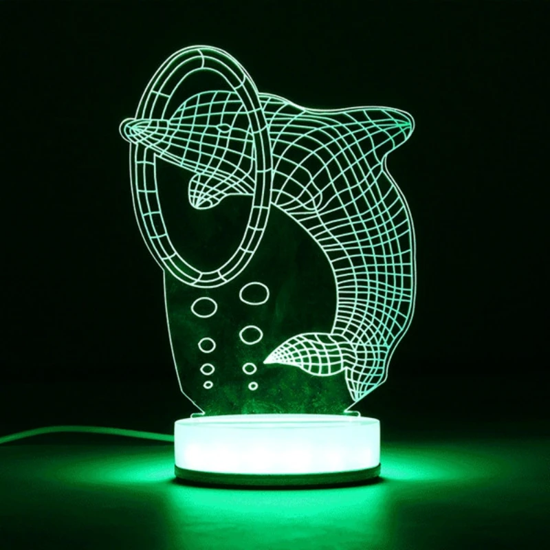 3D Illusion USB LED Night Light 7 Color Changing Desk Table Lamp Xmas Gift
