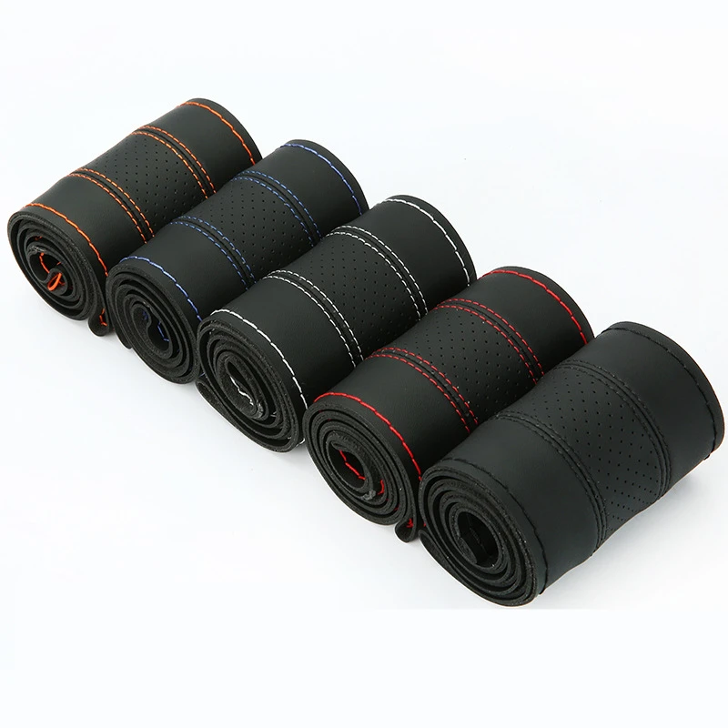 

Micro Fiber Leathe Fashion Sports Hand-Stitched Steering Wheel Cover Four Seasons Cover On The Steering Wheel Steering-Wheel