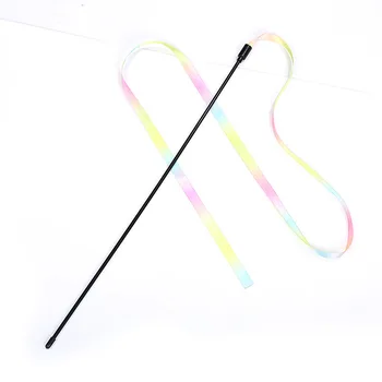 

Pet Cat Toy Rainbow Colorful Cloth Strips Cat Teaser Ribbon Fluttering Elasticity Ultra-Long Distance Cat Useful Product